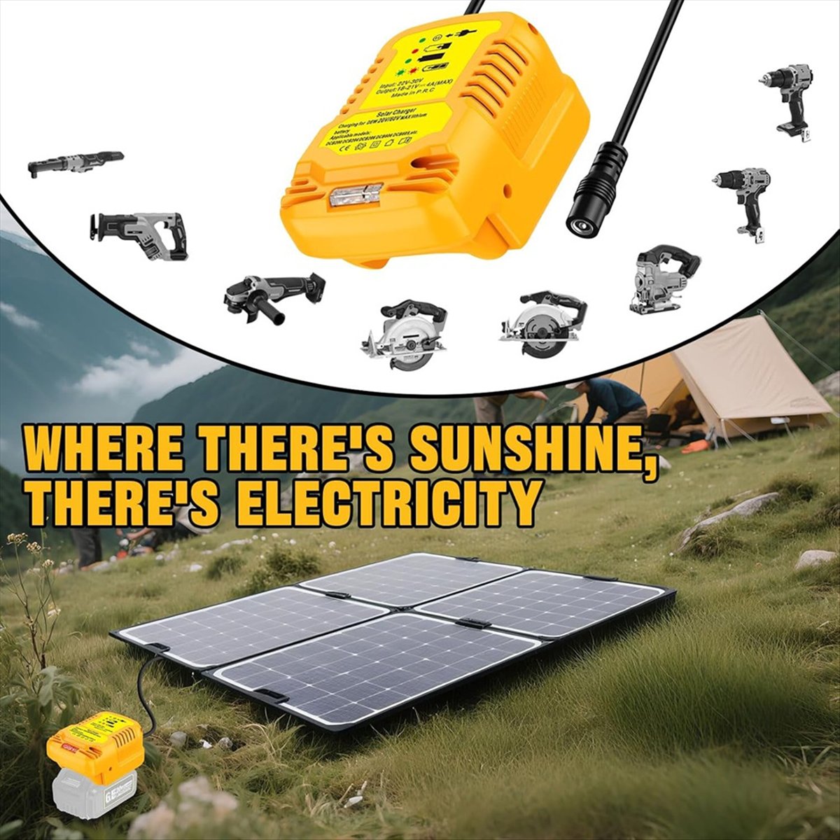 Solar Emergency Charger - Adapter do ładowania solarnego akumulatorów Dewalt