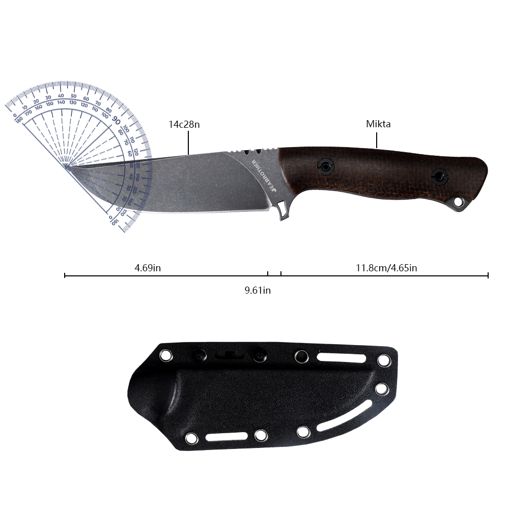 Nóż ze stali 14C28N z pełnym t – Bushcraft Knife Fixed recenzja i cena